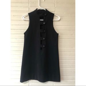 Vintage Black Button Front Sheath Dress